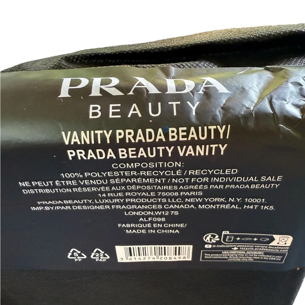New in Dust Bag Prada Beauty GWP Handles Vanity w/ Mirror & 2 Pockets